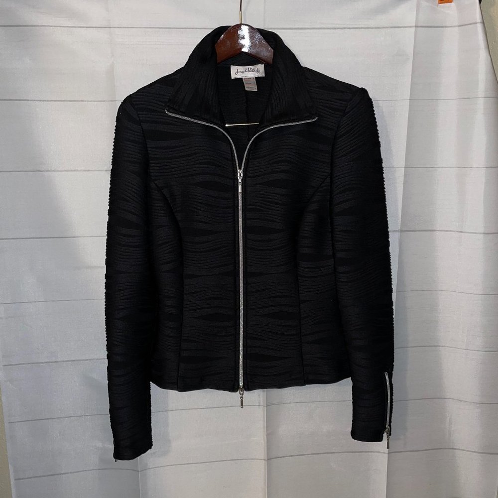 Joseph Ribkoff Womens Black Jacket size 10 back & trim zipper